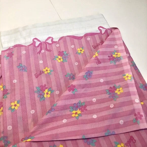 Vintage 90s Barbie Bedsheets Twin Set (Flat + Fitted) 1997 Sweet Dreams Ribbons - Picture 8 of 15